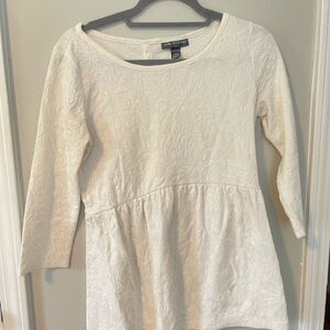Cream Peplum Tunic Top with flower detail